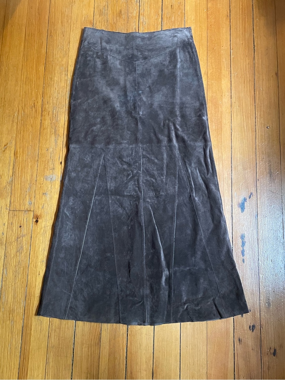 bebe Dark Brown Suede Maxi Skirt